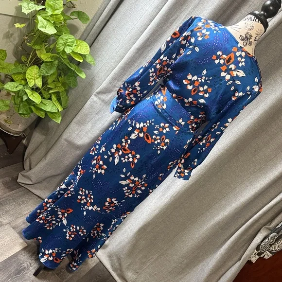 Floral high-low Dress - Blue and Orange - Picture 5 of 7